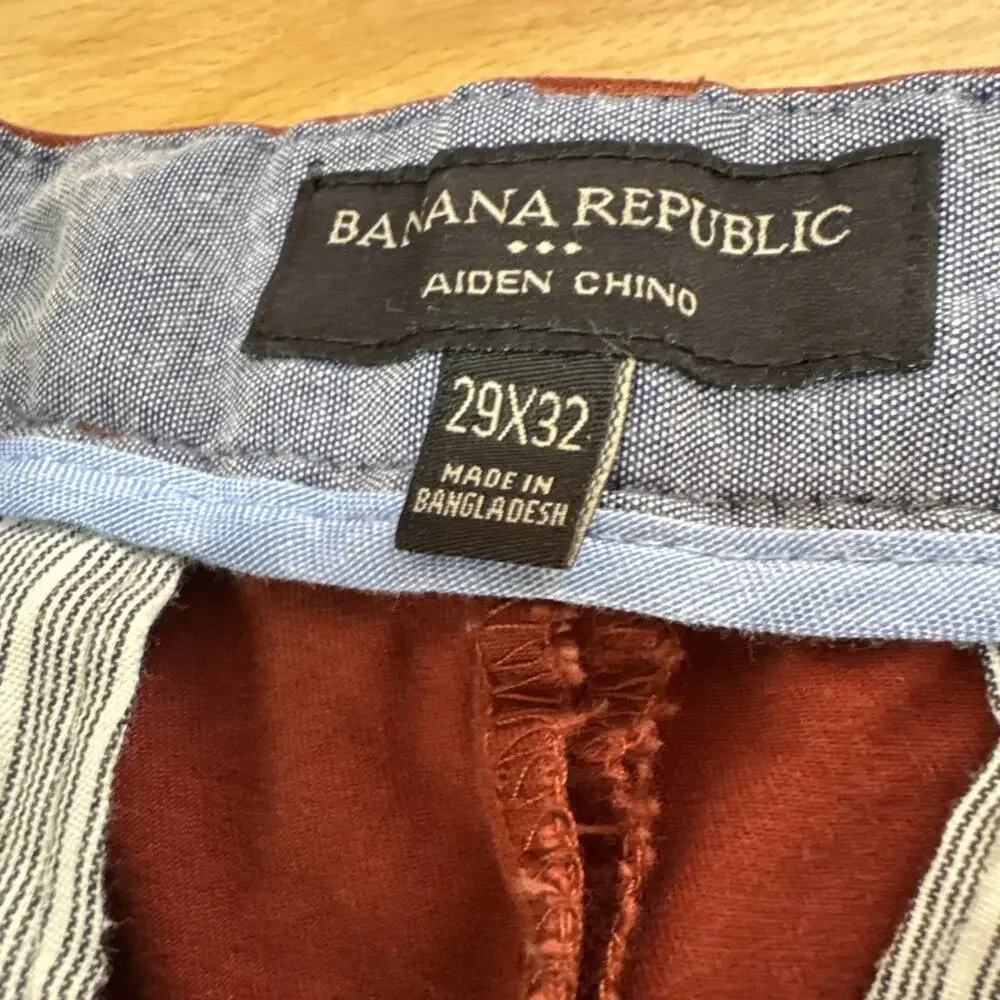 Banana Republic MenAIDEN CHINO Pants Burnt Orange Sz29x32 97% cotton 3% spandex